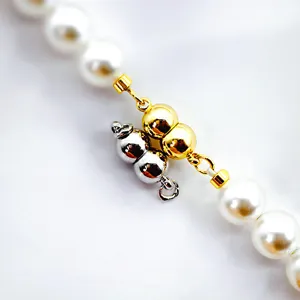 Pearl necklace magnetic clasp metal peanut shaped gold silver jewelry connector accessory