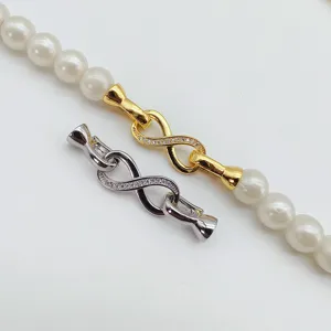 Mikrogefaßte Zirkon Unendlichkeit Perlen Halskette Verschluss DIY Armband Schmuck Zubehör