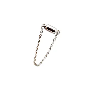 Stainless steel magnetic clasp with chain for necklace and bracelet, strong anti-drop lock