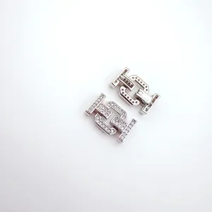 DIY jewelry clasp, copper gold plated pavé cubic zirconia double row bracelet connectors.