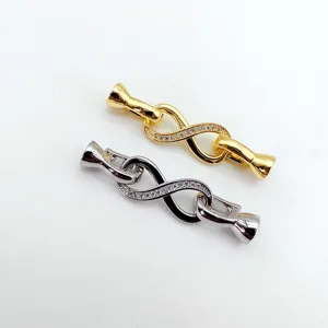 Nahaufnahme von Pave Zirkon Unendlichkeit Form Schmuck Verbinderverschluss fur DIY.