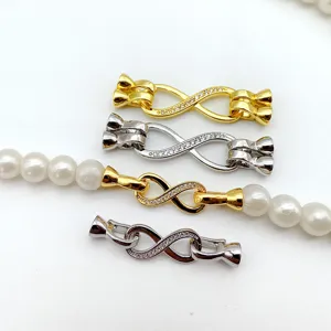 Mikropflaster Zirkon Figur-8 Perlen Halskette Verschluss DIY Schmuck Zubehör Detail.