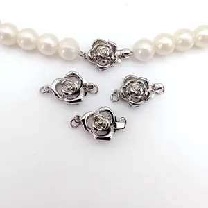 Camellia pearl necklace clasp silver DIY jewelry finding insert clasp for bracelet making