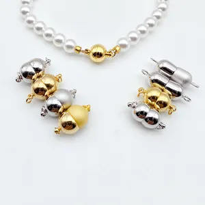 Magnetic clasp for pearl necklace, gourd and sphere metal jewelry connecting buckle accessories.