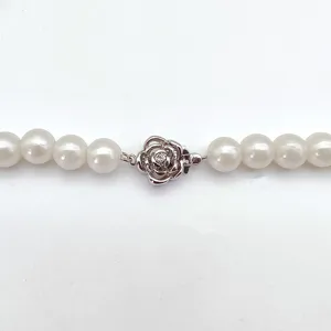 DIY camellia pearl necklace clasp gold plated stone inlaid single row bracelet jewelry