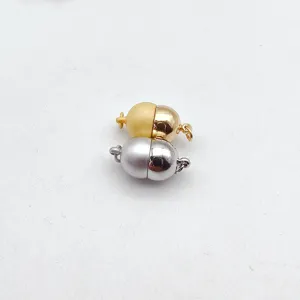 Peanut shaped magnetic jewelry clasp, metal magnetic connector for pearl necklaces and bracelets.