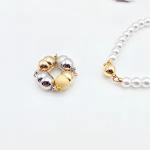 Magnetic pearl necklace clasp, gold and silver metal jewelry connector accessories.