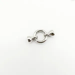 Silver metal spring clasp detail, DIY jewelry accessories component for necklaces.