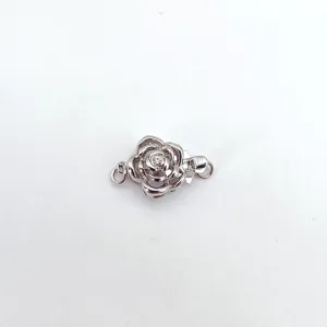 Camellia flower pearl necklace clasp insert jewelry component detail view for DIY craft projects