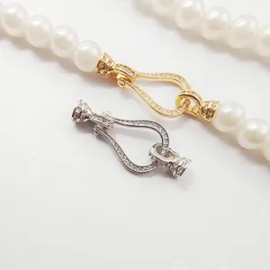 DIY Perlenkette Verschluss vergoldet Hufeisen Schnalle Schmuck Zubehoer Detailansicht.