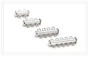 Multi-strand tube clasp for DIY pearl necklaces and bracelets, silver metal jewelry finding.