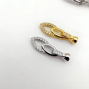 Accessoires de bijoux DIY fermoir ovale strass plaqué or et argent connecteur de collier