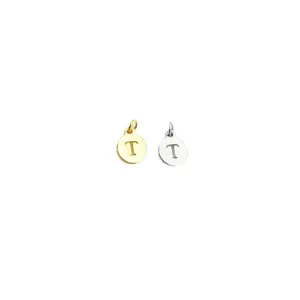DIY round metal letter pendant charm gold and silver small jewelry for necklace