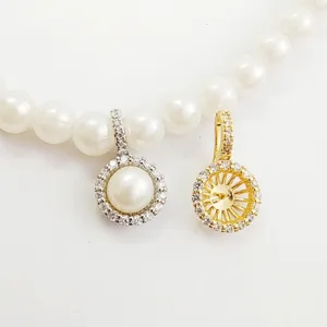 DIY pearl pendant setting blank and finished rhinestone zirconia necklace jewelry accessory