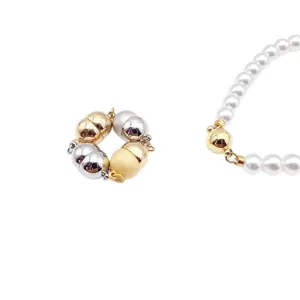Pearl necklace magnetic clasp matte metal ball connector for DIY jewelry making bracelet