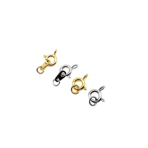 Gold and silver spring ring clasps for jewelry making, DIY bracelet and necklace findings.