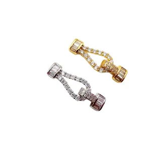 DIY Pearl Necklace Bracelet Clasp Gold Silver Paved Zircon Horseshoe Buckle Jewelry Making