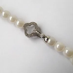 Vierblättriges Kleeblatt Perle Halskette Verschluss Kupfer Eingelegt Strass DIY Schmuck Verbinder Zubehör