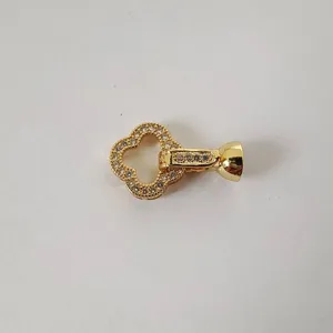Vergoldeter Kleeblatt Verschluss Zirkonia Schmuckkomponenten für DIY Armbänder