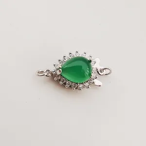 Micro-set green jade pearl necklace clasp, silver jewelry DIY bracelet connecting piece.