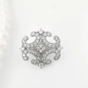 Silver rhinestone embellished decorative clasp detail, exquisite vintage DIY jewelry accessory.