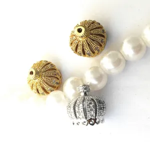 DIY Jewelry Findings Copper Rhinestone Crown Tassel Cap Pendants Necklace Clasp Connector Jewelry Making Accessories