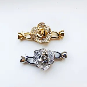 DIY Strass Blumen Halskettenverschluss, Metall Schmuck Zubehör Details, elegantes Design Stueck.