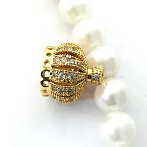 Exquisite gold crown rhinestone pearl necklace clasp DIY jewelry accessory components
