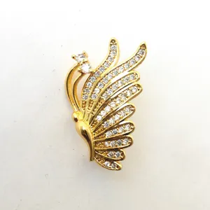 Gold rhinestone wing necklace clasp jewelry accessory micro pave crystal pendant finding