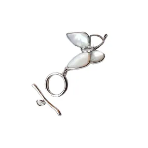 Pearl necklace bracelet DIY jewelry finding mother of pearl butterfly OT clasp accessory metal component
