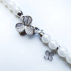 Klee Halskette Verschluss Kupfer Strass Künstliche Perle Armband Verschluss Mode OL Schmuckzubehör DIY