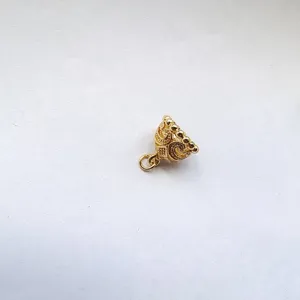 Gold color filigree bell shaped jewelry pendant cap charm DIY crafting accessories detail