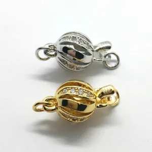 DIY Micro Incrusté Strass Perle Collier Fermoir Creux Boule Bracelet Boucle Base en Cuivre Mode Apprêts de Bijoux