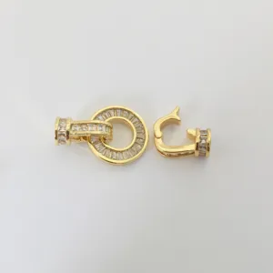 DIY jewelry accessory gold plated round T-cut zirconia necklace clasp fastener component