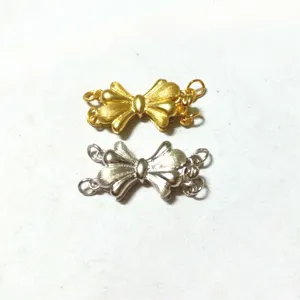 S925 silver bow multi strand necklace bracelet clasp DIY jewelry accessory connector parts.