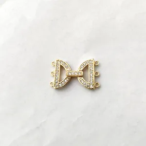 DIY pearl necklace clasp copper gold-plated micro-pave zircon triple-row jewelry connector