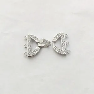 DIY pearl necklace clasp multi-strand micro-inlaid cubic zirconia jewelry connector lock