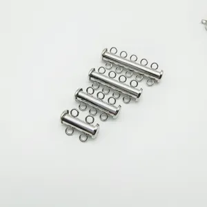 Stainless Steel Multi Row Necklace Clasp DIY Jewelry Making Finding For Pearl Bracelet And Necklace Connector Buckle