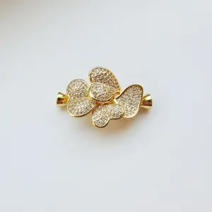 Gold color-retaining DIY necklace clasp paved with cubic zirconia for handmade jewelry making.