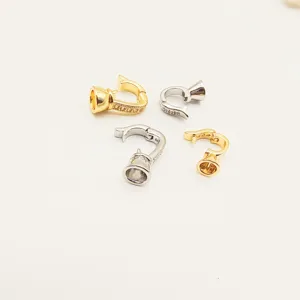 Detail view of DIY pearl necklace bracelet connector clasps, micro-paved metal jewelry bails.