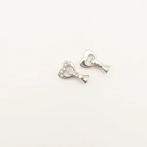 Zirconia heart pearl necklace clasp detail copper plated jewelry connector accessory part