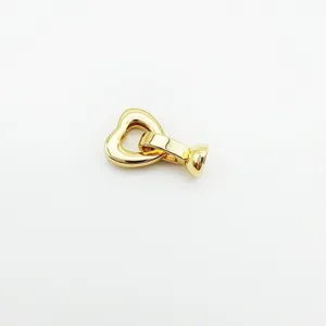 Connecteur de fermoir de perle de coeur plaque or pour collier bracelet DIY details.