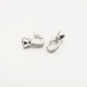 DIY jewelry findings silver micro pave zircon bail connector clasp for pearl necklace bracelet