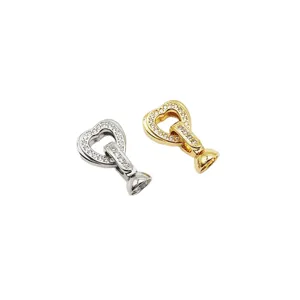 DIY pendentif coeur connecteur micro pave zircone perle collier fermoir fabrication bijoux