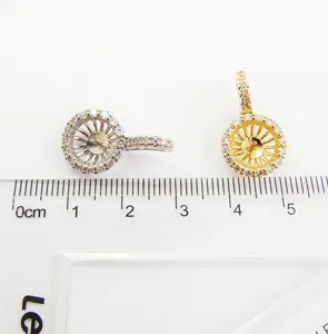 DIY jewelry findings bail clasp for pearl pendant, micro pave zirconia metal connectors.