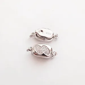 Ασημένιο κούμπωμα S925 με micro pave για DIY κολιέ μαργαριταριών κατασκευή κοσμημάτων