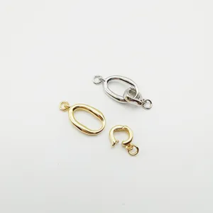 Metal jewelry clasps DIY necklace bracelet connectors gold silver spring ring locks 3pcs