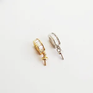 DIY zirconia universal bail pendant connector for pearl necklace jewelry making 2pcs