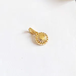 Gold DIY jewelry pendant bail clasp with micro-inlaid stones, perfect for custom necklaces.