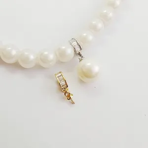 DIY Pearl Necklace Pendant Bail Zircon Universal Clasp Jewelry Making Accessory Detail Shot
